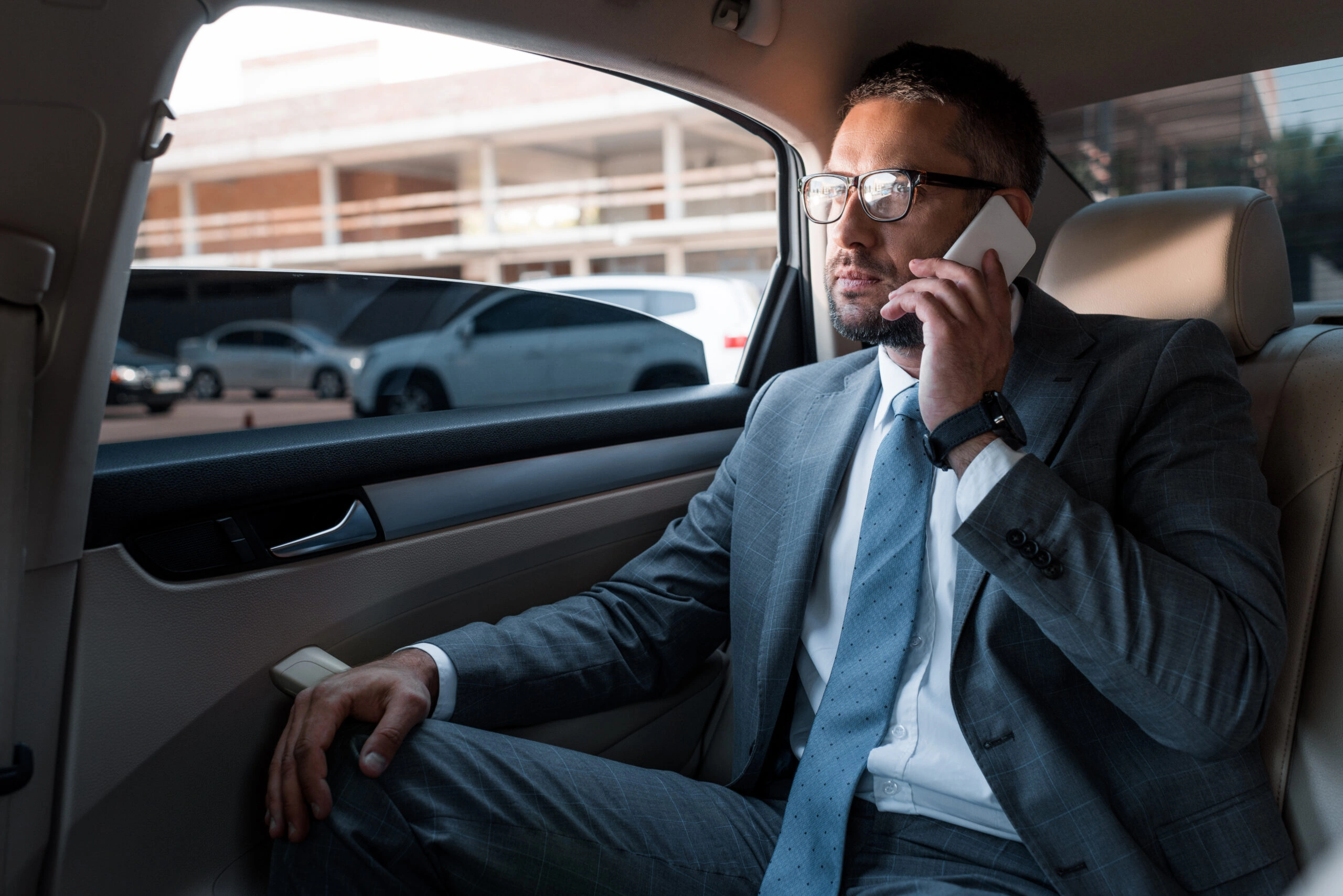 businessman talking on smartphone