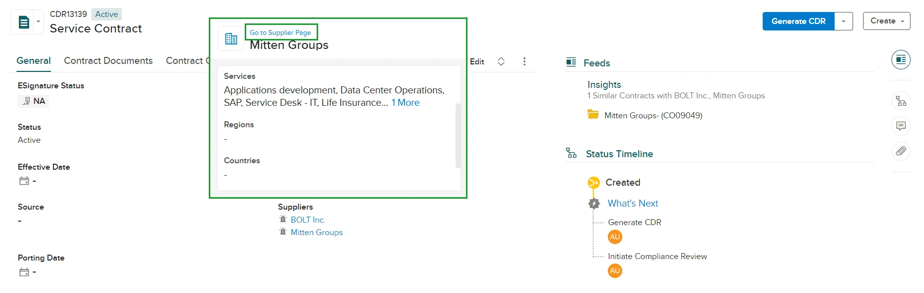 Clickable Supplier Names